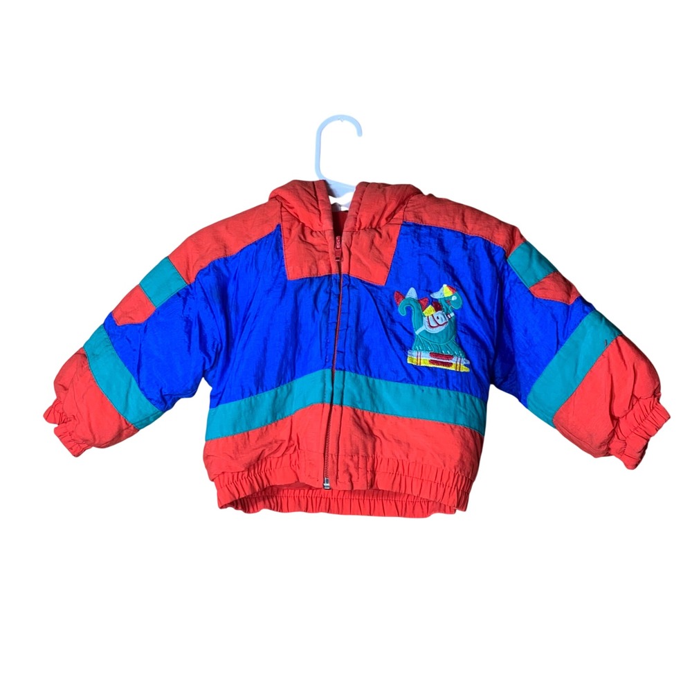 The Cuddle Club Kids 12M Blue Red‎ Teal Colorblock Windbreaker Jacket